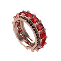 Garnet ve siyah zirkon 925 ayar rose altın kaplama gümüş yüzük