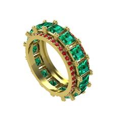 Arwen Tamtur Yüzük - Yeşil kuvars ve garnet 14 ayar altın yüzük #1ew1nci