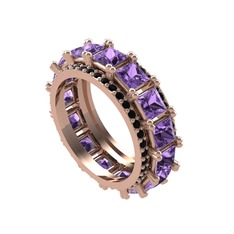 Arwen Tamtur Yüzük - Ametist ve siyah zirkon 18 ayar rose altın yüzük #1f5vvam