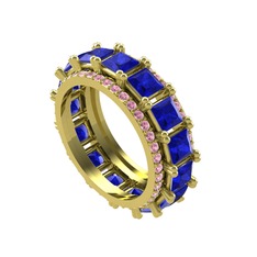 Arwen Tamtur Yüzük - Lab safir ve pembe kuvars 925 ayar altın kaplama gümüş yüzük #1fplrok