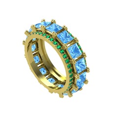 Arwen Tamtur Yüzük - Akuamarin ve yeşil kuvars 8 ayar altın yüzük #1ga8v4w