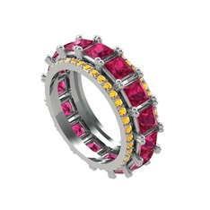 Arwen Tamtur Yüzük - Rodolit garnet ve sitrin 18 ayar beyaz altın yüzük #1ic3wq6