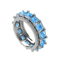 Arwen Tamtur Yüzük - Akuamarin ve swarovski 18 ayar beyaz altın yüzük #1jbofd1