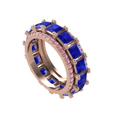 Lab safir ve pembe kuvars 8 ayar rose altın yüzük