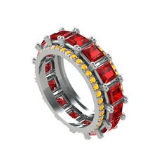 Arwen Tamtur Yüzük - Garnet ve sitrin 18 ayar beyaz altın yüzük #1kwcmv0