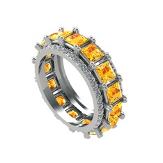 Arwen Tamtur Yüzük - Sitrin ve beyaz zirkon 8 ayar beyaz altın yüzük #1ldp5kb