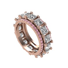 Swarovski ve pembe kuvars 14 ayar rose altın yüzük