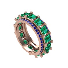 Arwen Tamtur Yüzük - Yeşil kuvars ve lab safir 925 ayar rose altın kaplama gümüş yüzük #1n3qpr1