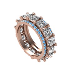 Swarovski ve akuamarin 18 ayar rose altın yüzük