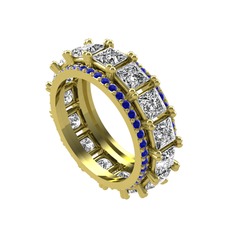 Arwen Tamtur Yüzük - Swarovski ve lab safir 18 ayar altın yüzük #1ppemch