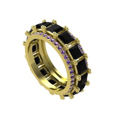 Arwen Tamtur Yüzük - Siyah zirkon ve ametist 925 ayar altın kaplama gümüş yüzük #1r95drw