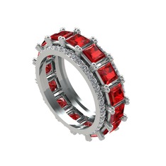 Garnet ve beyaz zirkon 14 ayar beyaz altın yüzük