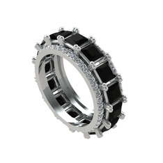 Arwen Tamtur Yüzük - Siyah zirkon ve swarovski 14 ayar beyaz altın yüzük #1slup7f