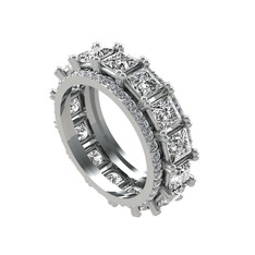 Pırlanta ve swarovski 14 ayar beyaz altın yüzük (4.8 karat)