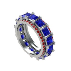 Lab safir ve garnet 18 ayar beyaz altın yüzük