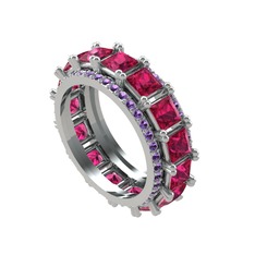 Rodolit garnet ve ametist 925 ayar gümüş yüzük