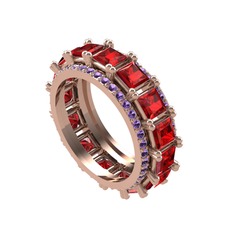 Garnet ve ametist 8 ayar rose altın yüzük