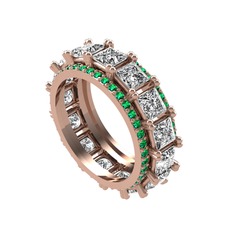 Swarovski ve yeşil kuvars 14 ayar rose altın yüzük