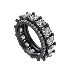 Arwen Tamtur Yüzük - Swarovski ve beyaz zirkon 925 ayar siyah rodyum kaplama gümüş yüzük #1xka76k