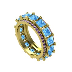 Arwen Tamtur Yüzük - Akuamarin ve ametist 18 ayar altın yüzük #1xx2ijf