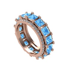Arwen Tamtur Yüzük - Akuamarin ve pırlanta 18 ayar rose altın yüzük (0.88 karat) #1y54428