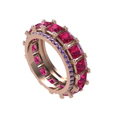 Rodolit garnet ve ametist 8 ayar rose altın yüzük