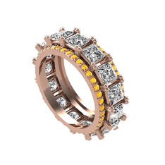 Arwen Tamtur Yüzük - Swarovski ve sitrin 925 ayar rose altın kaplama gümüş yüzük #2ecui5