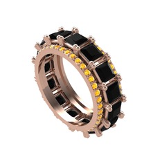 Arwen Tamtur Yüzük - Siyah zirkon ve sitrin 8 ayar rose altın yüzük #40pwtl