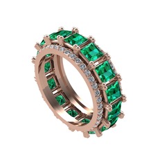 Arwen Tamtur Yüzük - Yeşil kuvars ve beyaz zirkon 18 ayar rose altın yüzük #4eu5zz