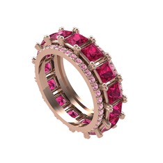 Rodolit garnet ve pembe kuvars 18 ayar rose altın yüzük