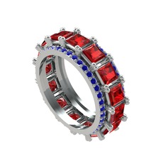 Garnet ve lab safir 18 ayar beyaz altın yüzük