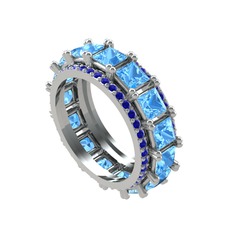 Arwen Tamtur Yüzük - Akuamarin ve lab safir 18 ayar beyaz altın yüzük #6m15d1