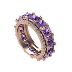 Arwen Tamtur Yüzük - Ametist ve swarovski 14 ayar rose altın yüzük #6o4k2c