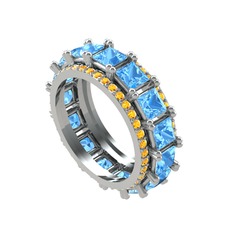 Arwen Tamtur Yüzük - Akuamarin ve sitrin 8 ayar beyaz altın yüzük #6u4ikc