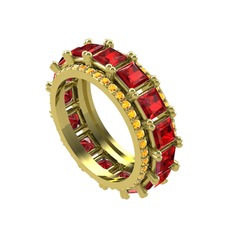 Arwen Tamtur Yüzük - Garnet ve sitrin 925 ayar altın kaplama gümüş yüzük #82ayma