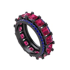 Arwen Tamtur Yüzük - Rodolit garnet ve lab safir 925 ayar siyah rodyum kaplama gümüş yüzük #ah3veq