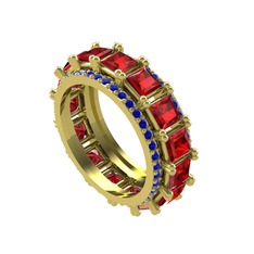 Garnet ve lab safir 14 ayar altın yüzük