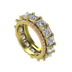 Arwen Tamtur Yüzük - Swarovski ve pembe kuvars 14 ayar altın yüzük #f8nkld