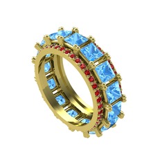 Arwen Tamtur Yüzük - Akuamarin ve garnet 925 ayar altın kaplama gümüş yüzük #glvguv