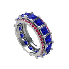 Lab safir ve rodolit garnet 14 ayar beyaz altın yüzük