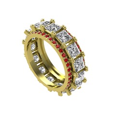 Arwen Tamtur Yüzük - Beyaz zirkon ve garnet 18 ayar altın yüzük #i5jl3d