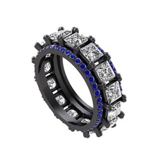 Arwen Tamtur Yüzük - Swarovski ve lab safir 925 ayar siyah rodyum kaplama gümüş yüzük #kgbay1