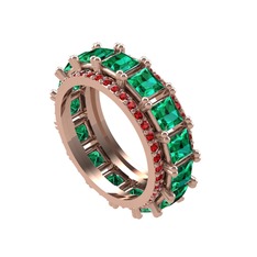 Yeşil kuvars ve garnet 14 ayar rose altın yüzük