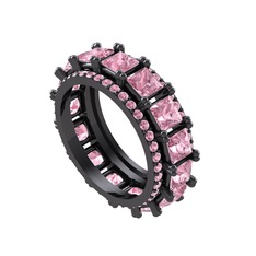 Arwen Tamtur Yüzük - Pembe kuvars 925 ayar siyah rodyum kaplama gümüş yüzük #ntztcl