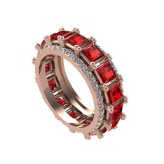 Garnet ve pırlanta 14 ayar rose altın yüzük (0.88 karat)