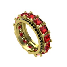 Garnet ve siyah zirkon 8 ayar altın yüzük