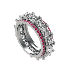 Arwen Tamtur Yüzük - Pırlanta ve rodolit garnet 14 ayar beyaz altın yüzük (4.8 karat) #pl0ov7