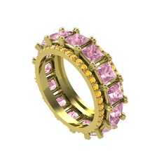 Arwen Tamtur Yüzük - Pembe kuvars ve sitrin 18 ayar altın yüzük #r7yoeq