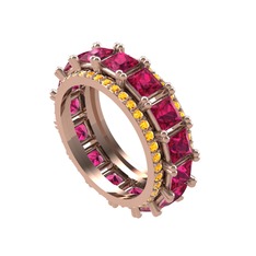 Rodolit garnet ve sitrin 925 ayar rose altın kaplama gümüş yüzük