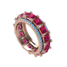 Rodolit garnet ve akuamarin 8 ayar rose altın yüzük
